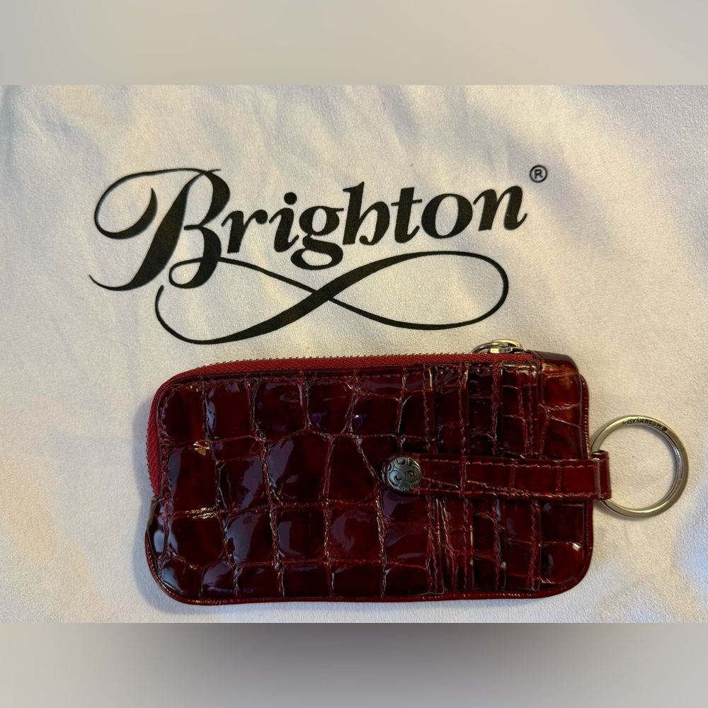 Brighton Wine Colored Croc-Embossed Wallet with a Keychain